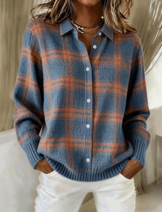 Zafira | Warm Blue Check Cardigan