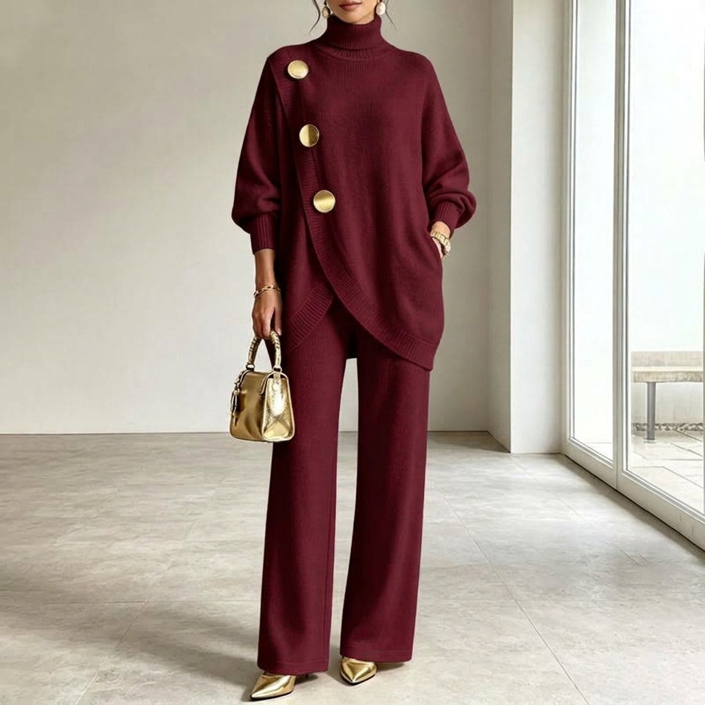 Noa | Knit set with turtleneck and wide pants