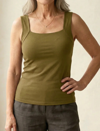 Roxanne Built In Comfort Bra Tanktop in Green