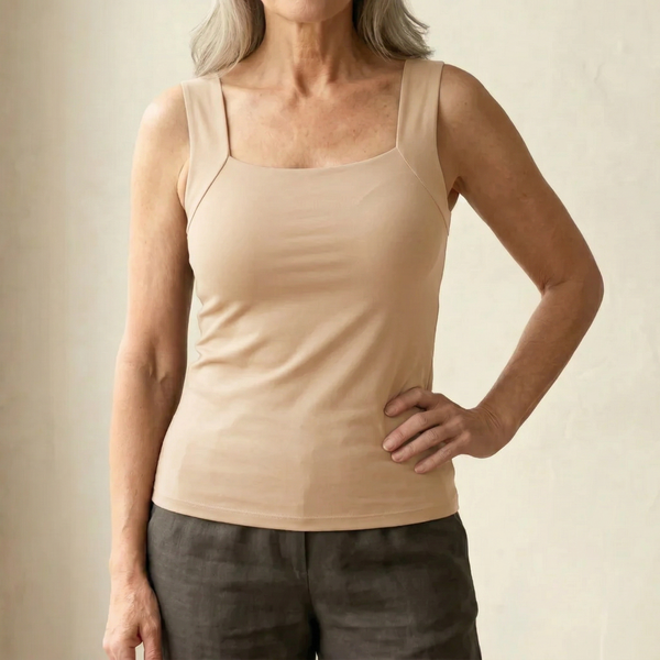 Roxanne Built In Comfort Bra Tanktop in Nude