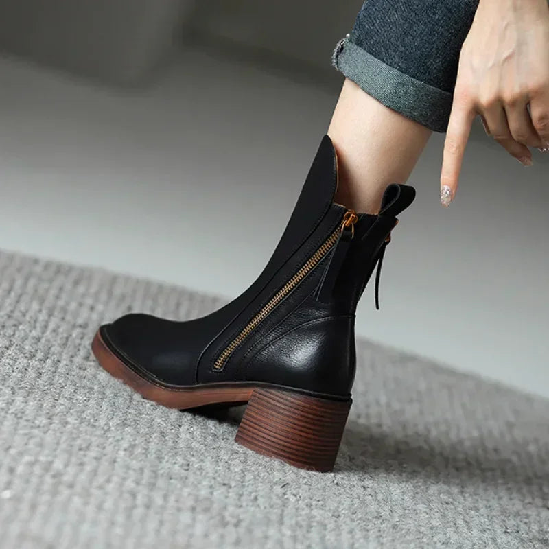 Noelle Leather Ankle Boots