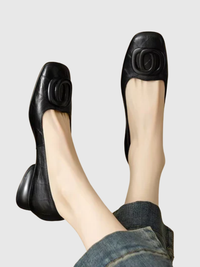 Margot | Square-Toe Leather Ballet Flats