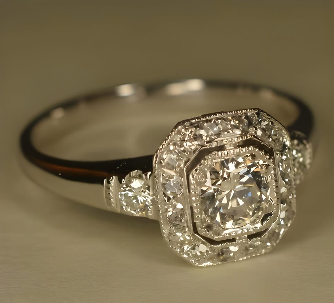 Vintage Crystalline Silver Ring