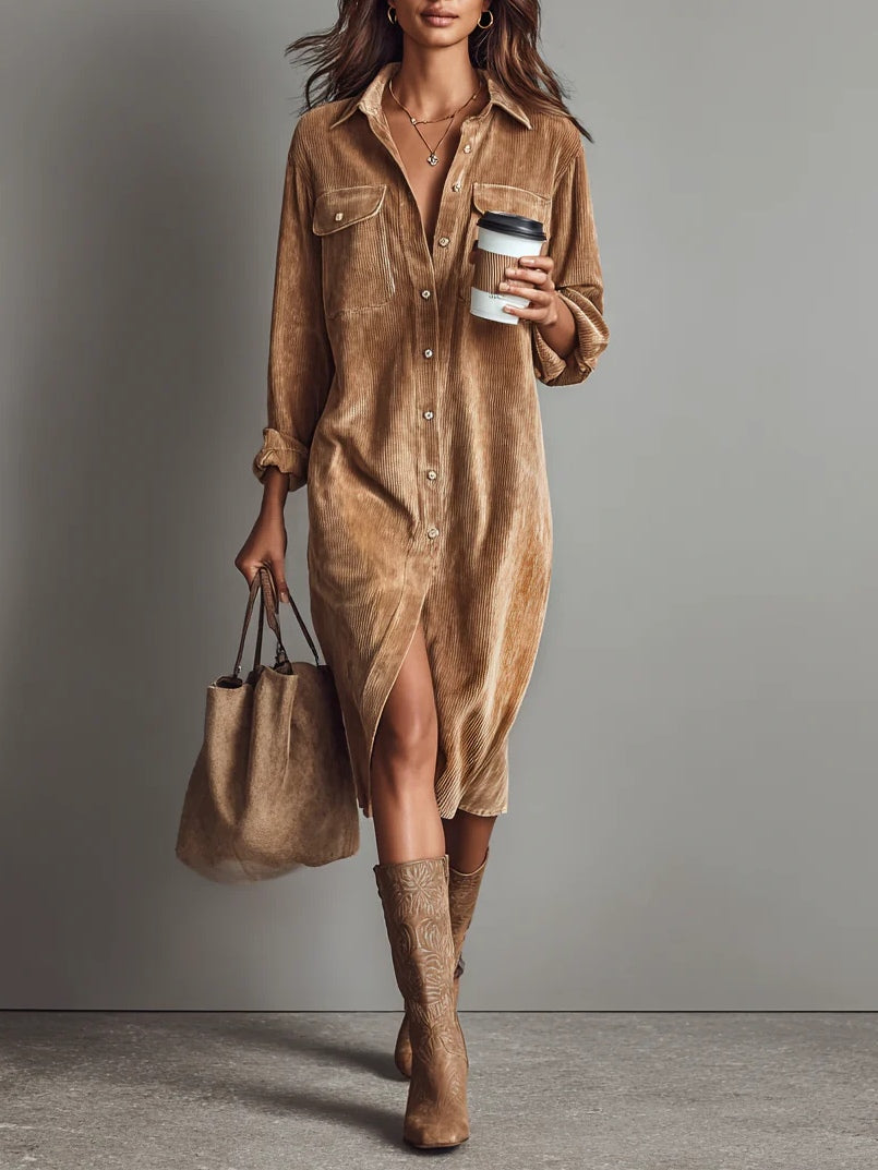 Estelle | Midi-jurk van Corduroy - 1