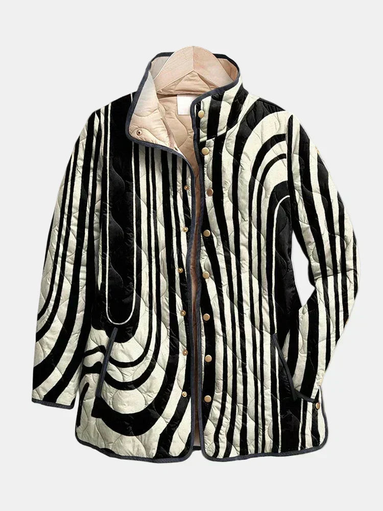 Kambria | Casual Quilted Jacket with Abstract Geometric Design