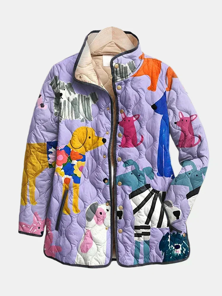 Iverie | Casual Quilted Jacket with Dog Print