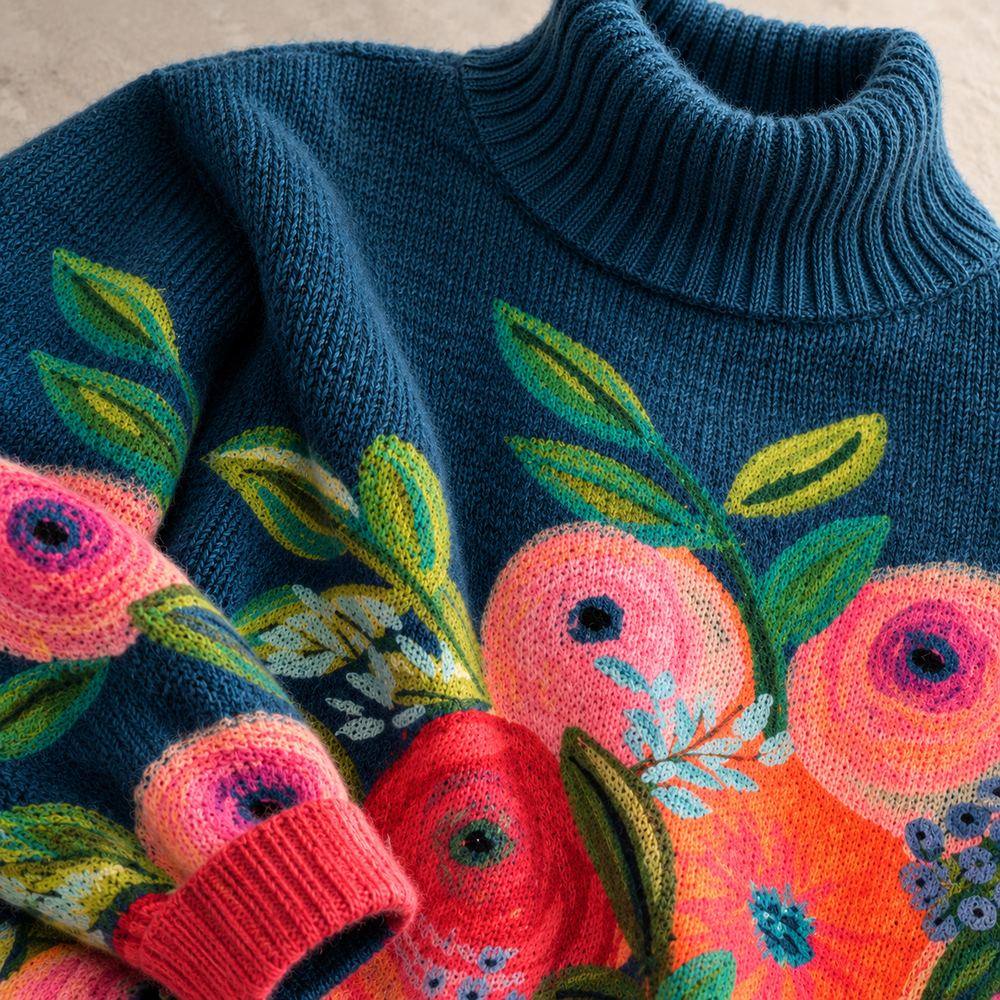 Dolores | Floral knit turtleneck sweater