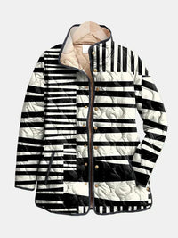 Moxanne | Black and White Abstract Quilted Jacket
