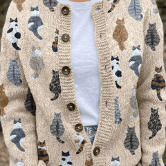 Charlotte | Cozy Cat Print Cardigan