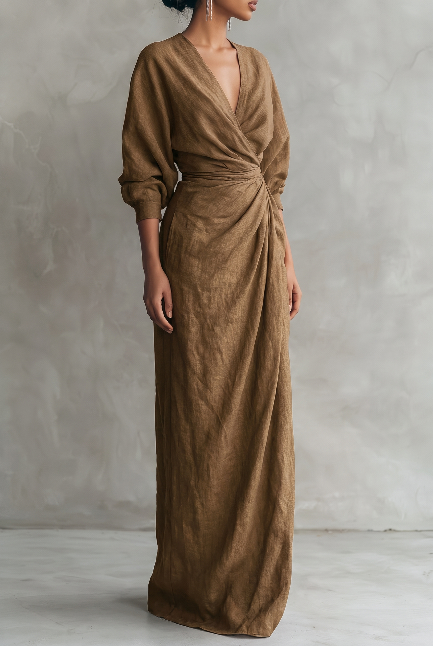Nora | Relaxed Linen V-neck Maxi Dress