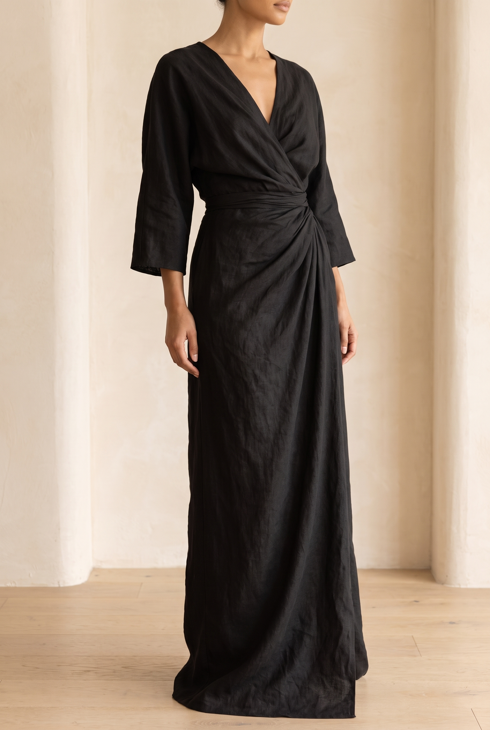 Nora | Relaxed Linen V-neck Maxi Dress