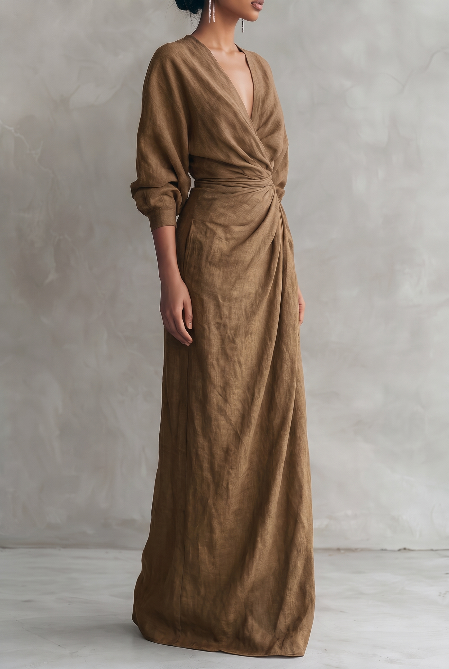Nora | Relaxed Linen V-neck Maxi Dress