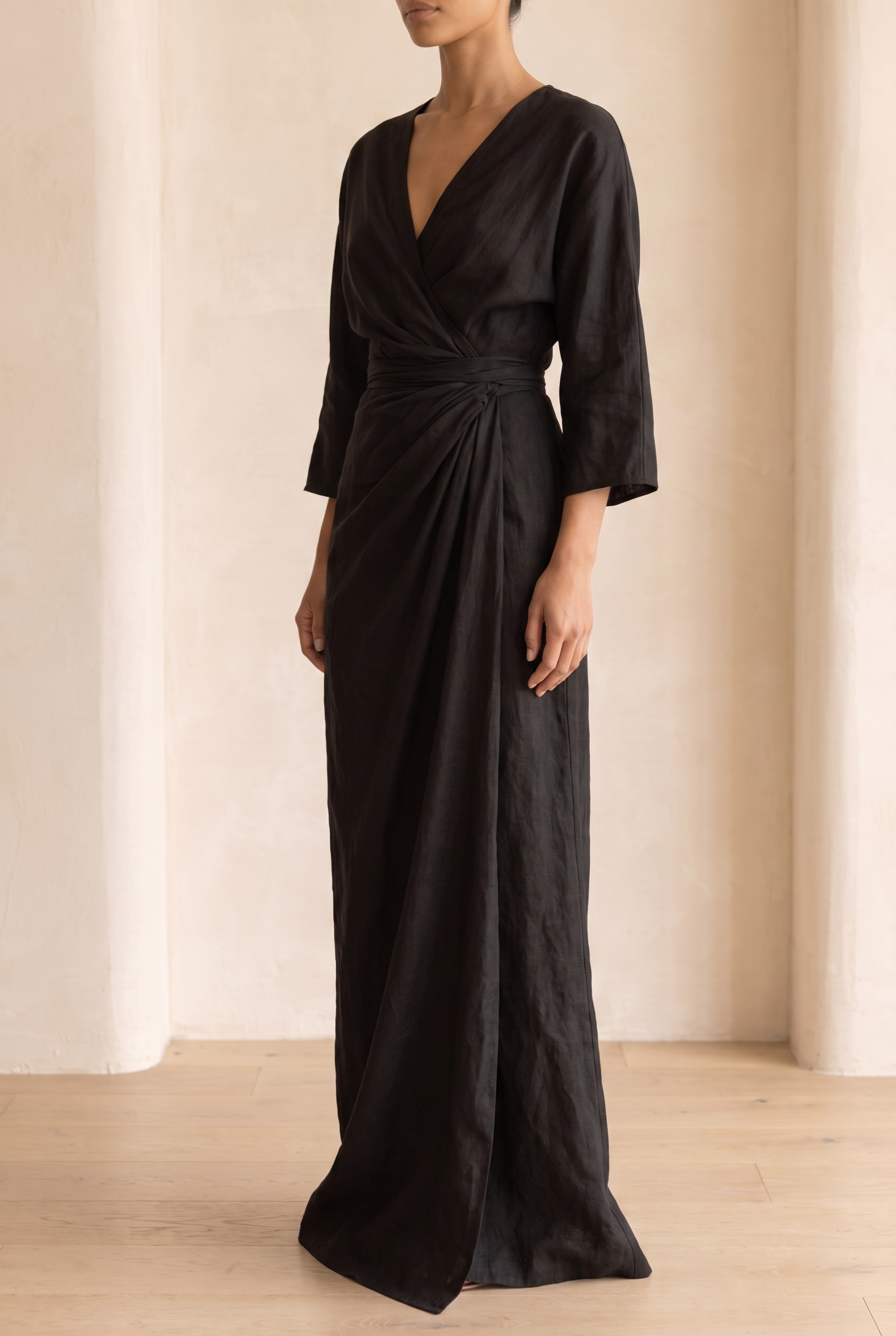 Nora | Relaxed Linen V-neck Maxi Dress