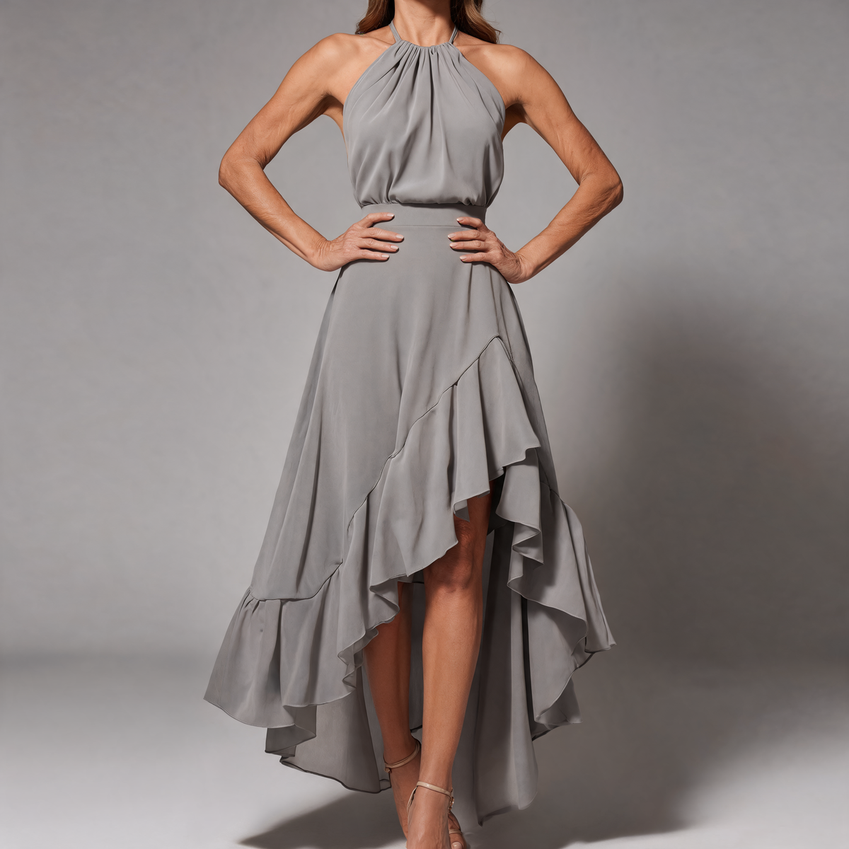 Belinda | Halter Ruffle Maxi Dress