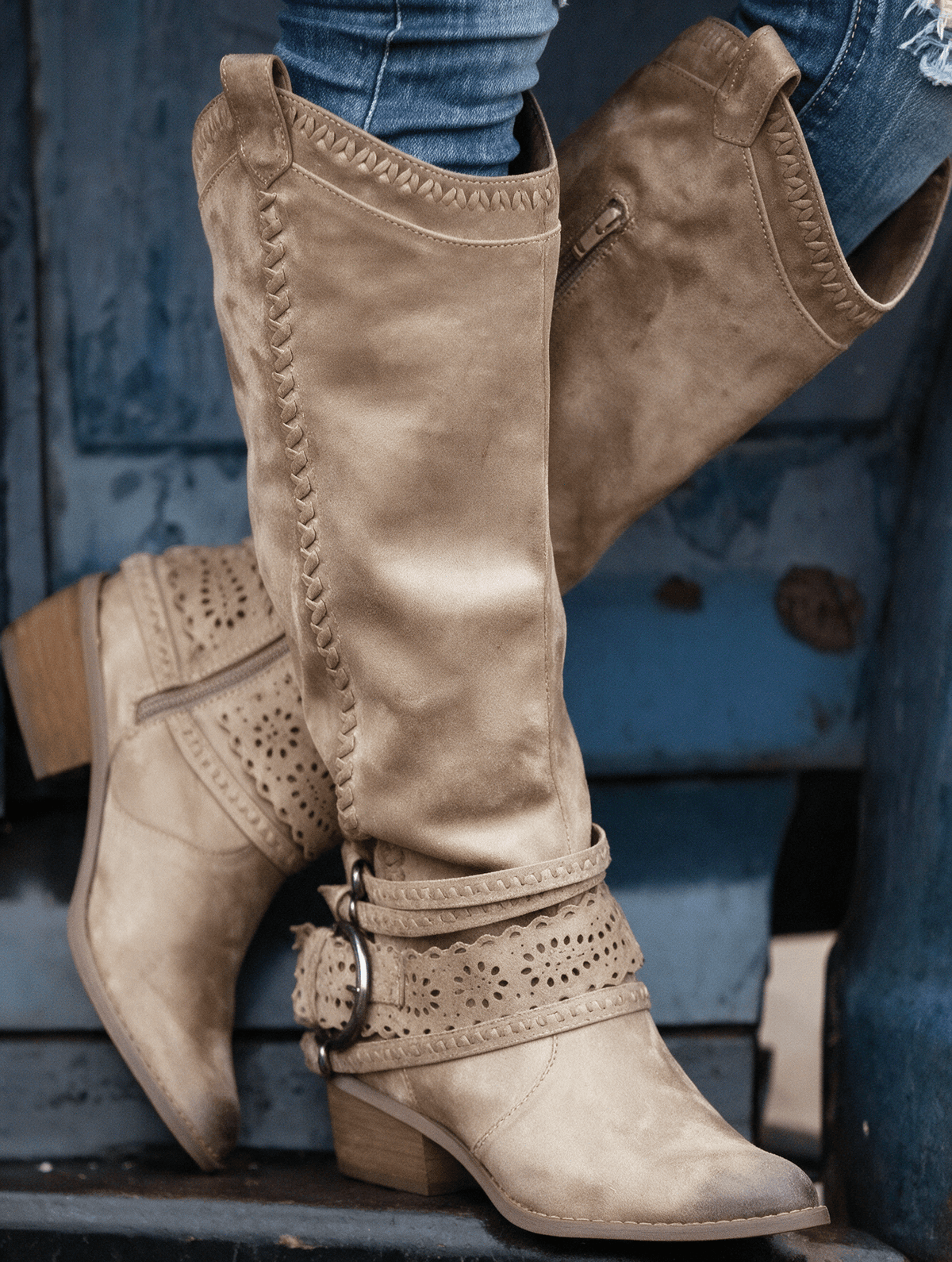 Sophie | Western Boots with Strap Detail - 11