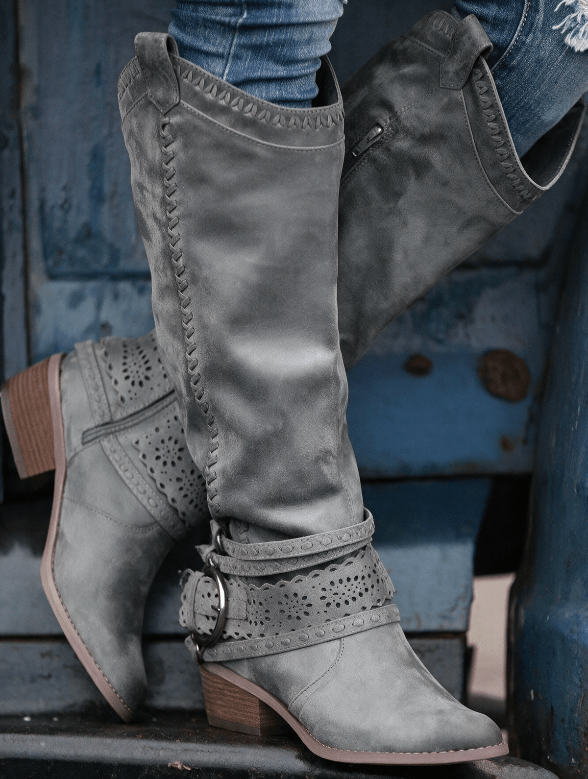 Sophie | Western Boots with Strap Detail - 10