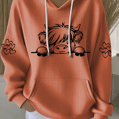 Women's Highland Cow Print Casual Hoodie - 2