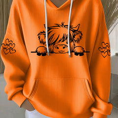 Women's Highland Cow Print Casual Hoodie - 3
