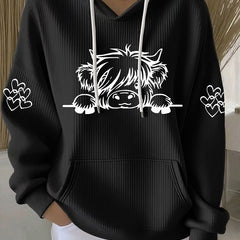 Women's Highland Cow Print Casual Hoodie - 4