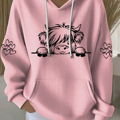 Women's Highland Cow Print Casual Hoodie - 5