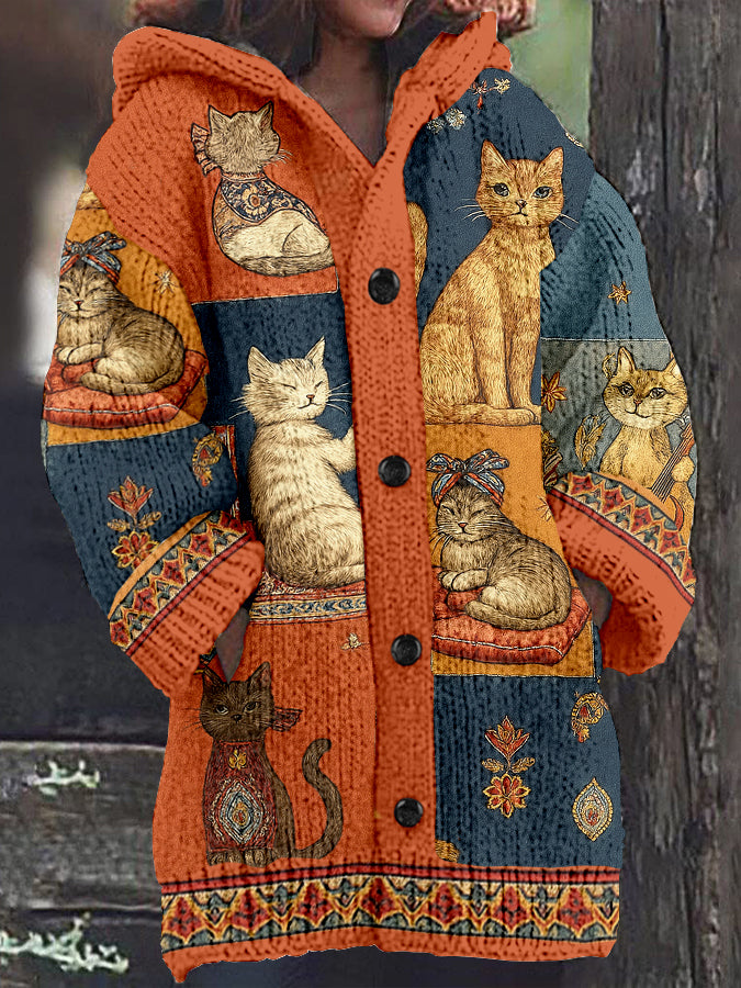 Women's Autumn Cats Hooded Jacket