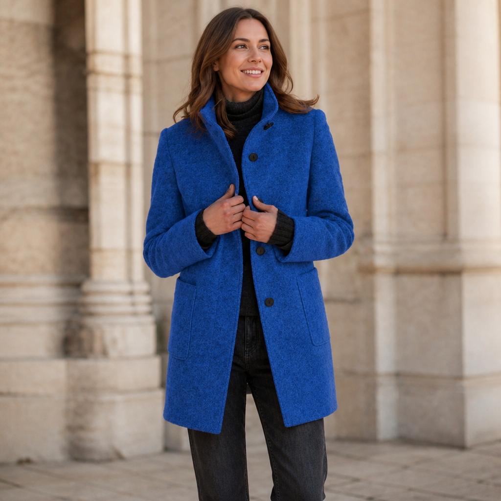 Standelle – Button-Front Stand Collar Fall Coat